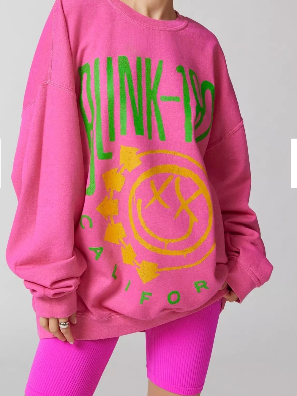 URBAN OUTFITTERS Blink 182 Sweatshirt Pink Punk Rock Smiley Crewneck S/M